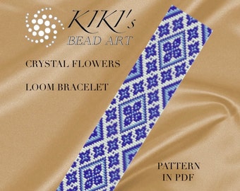 Bead loom pattern - Crystal flowers LOOM bracelet pattern in PDF instant download