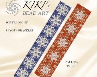 Peyote Pattern for bracelet - Winter night peyote pattern for bracelet in PDF - two versions - instant download