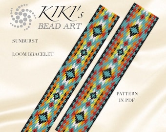Webstuhl Muster, Sunburst, ethnisches LOOM Armband Manschetten Muster als PDF- sofort-Download