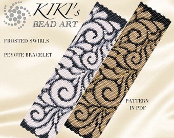 Peyote Armband Muster, Peyote Muster Frosted Swirls Peyote Armband Manschette PDF Muster - direkter download