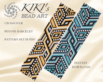 Pattern, peyote bracelet - Crossover peyote bracelet cuff pattern in PDF- instant download
