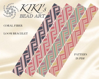 Loom bracelet pattern Bead loom pattern bracelet Coral fiber LOOM bracelet cuff pattern in PDF instant download
