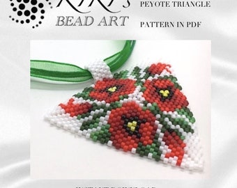 Peyote triangle pendant pattern Poppies pendant peyote pendant pattern in PDF instant download