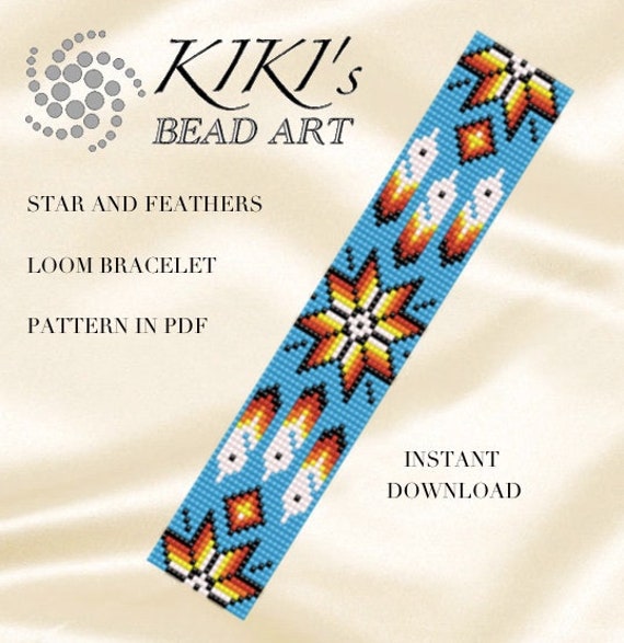 Loom bracelet pattern Bead loom pattern Star and feathers ethnic inspired  LOOM bracelet Loom pattern in PDF instant download