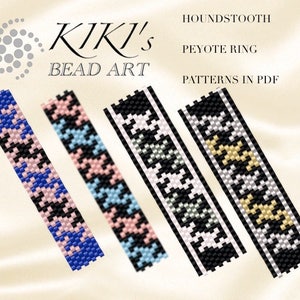 Pattern, peyote ring patterns, Houndstooth 1-2-3-4- peyote ring set of 4 patterns in PDF - instant download