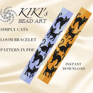 Bead loom pattern Simply cats black cats Loom bracelet pattern PDF - instant download
