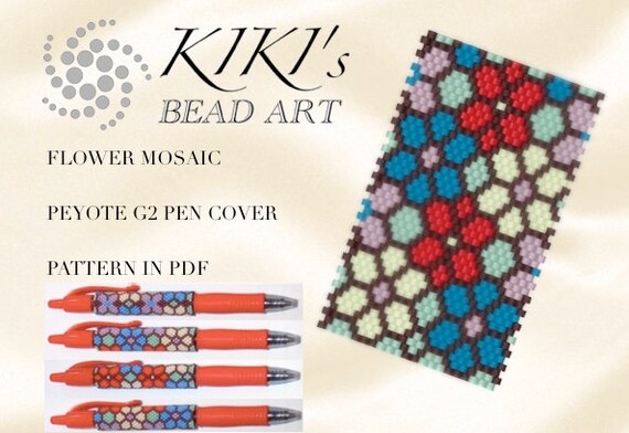 Pattern Peyote Pen Cover Flower Mosaic Peyote Pattern For Pen Etsy