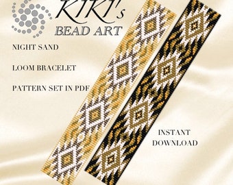 Bead loom pattern -Night sand native inspired ethnic styled LOOM bracelet pattern, bead loom pattern in PDF - instant download