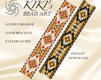 Bead loom pattern, loom bracelet pattern golden meadow LOOM bracelet pattern set in PDF - instant download