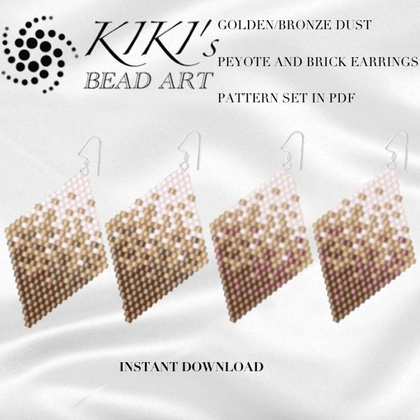Peyote earrings Brick earrings pattern DUST earrings , peyote and brick earrings set of 2 color variations in PDF - instant download