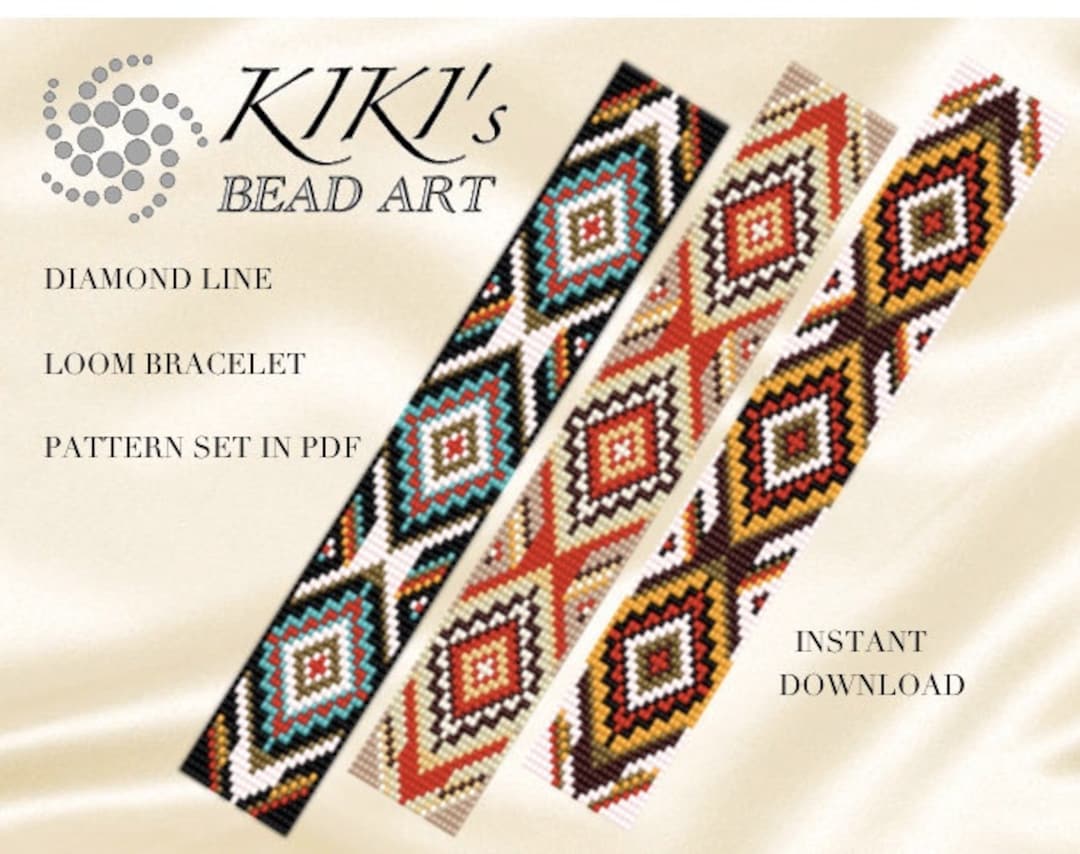 Bead Loom Pattern, Loom Bracelet Pattern Diamond Line Ethnic Inspired ...