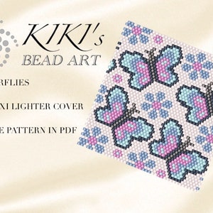Pattern, peyote Pattern for BIC maxi Lighter cover Butterflies peyote pattern for lighter cover- in PDF instant download