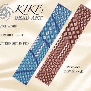 Bead loom pattern Patchwork geometric inspired LOOM bracelet pattern in PDF - instant download