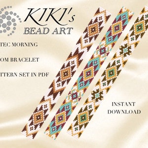 Loom bracelet pattern Bead loom pattern Native Aztec morning ethnic inspired pattern set for LOOM, bead loom pattern in PDF instant download
