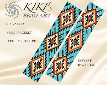 Bead loom pattern Sun valley ethnic inspired native styled LOOM bracelet pattern in PDF instant download