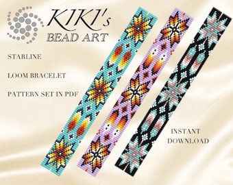 LOOM bead pattern, Loom bracelet pattern ethnic inspired native styled Starline loom pattern set in PDF instant download