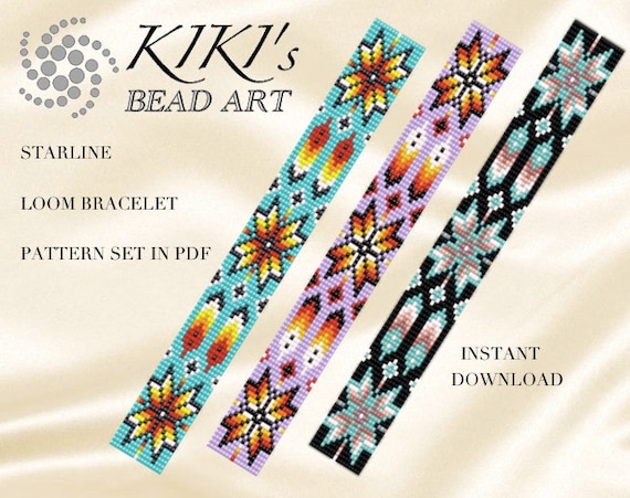 LOOM Bead Pattern, Loom Bracelet Pattern Ethnic Inspired Native Styled  Starline Loom Pattern Set in PDF Instant Download 