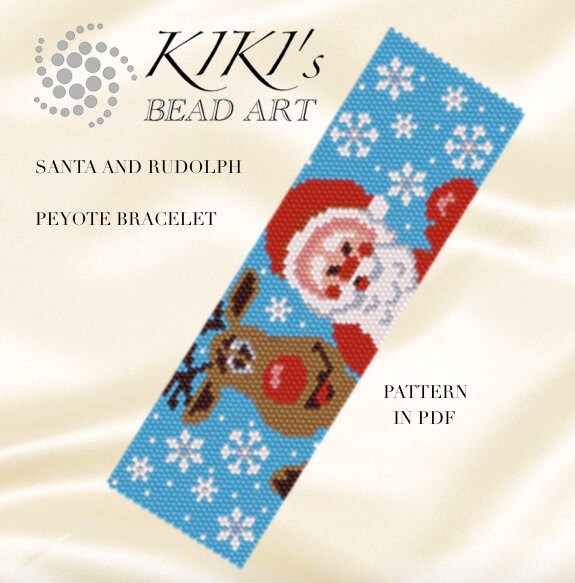 Peyote bracelet pattern peyote pattern Santa and Rudolph | Etsy