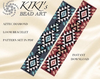 Bead loom pattern - Aztec diamond - native inspired LOOM bracelet pattern in PDF - instant download