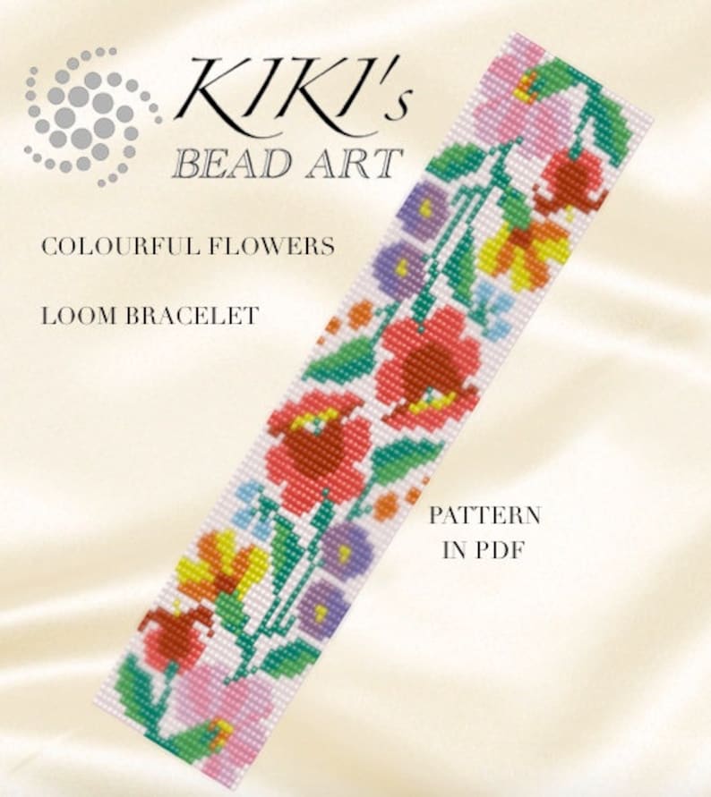 Bead Loom Pattern Colorful Flowers LOOM Bracelet Pattern in Etsy