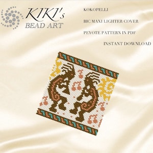 Pattern, peyote Pattern for BIC maxi Lighter cover Kokopelli peyote pattern for lighter cover- in PDF instant download