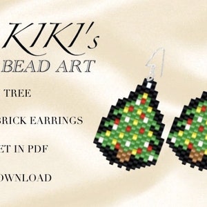 Peyote earrings Brick earrings pattern Christmas tree earrings, peyote and brick earrings set, 2 color variations in PDF - instant download