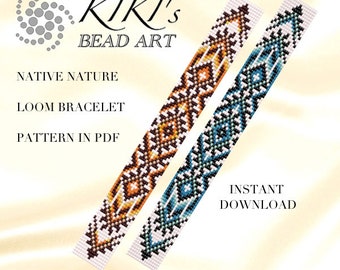 Bead loom pattern - Native nature ethnic inspired LOOM bracelet pattern in PDF - instant download