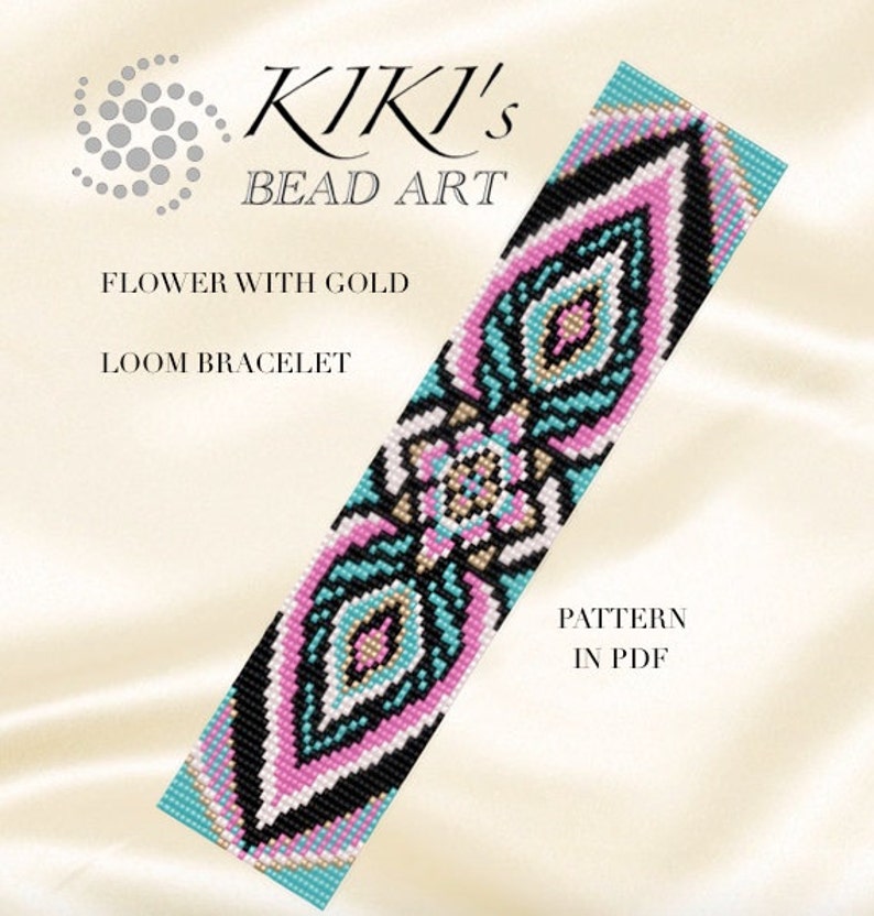 Bead Loom Pattern Flower With Gold LOOM Bracelet Pattern in Etsy