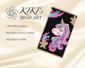 Pattern, peyote pen cover My little pony Unicorn peyote pattern for pen wrap - pattern for G2 pen by Pilot in PDF instant download