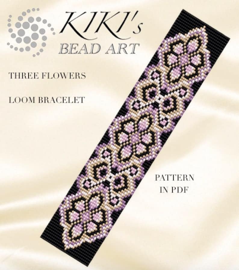Bead Loom Pattern Three Flowers LOOM Bracelet Pattern in PDF Etsy