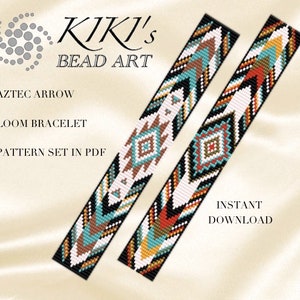 LOOM bead pattern, Loom bracelet pattern ethnic inspired native styled Aztec arrow loom pattern set in PDF instant download