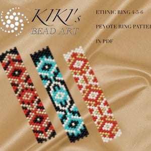 Patrón, patrones de anillos de peyote Anillo étnico 4,5,6 - patrón de anillos de peyote conjunto de 3, patrón en PDF - descarga instantánea