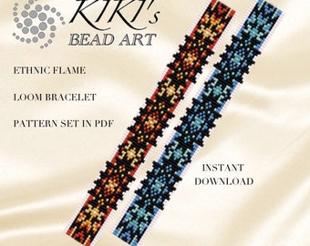 Loom bracelet pattern Bead loom pattern Ethnic flame native inspired LOOM bracelet pattern in PDF - instant download