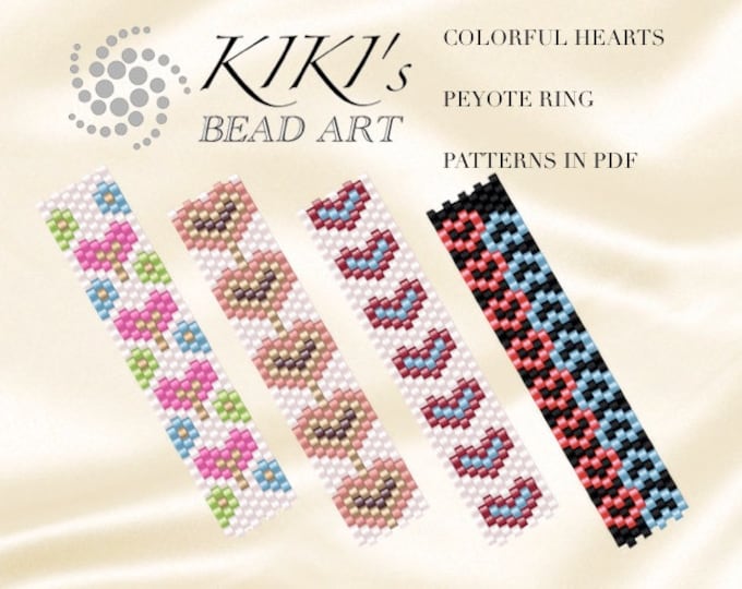 Pattern Peyote Flowery Rings Colorful Hearts 1-2-3-4 Peyote - Etsy