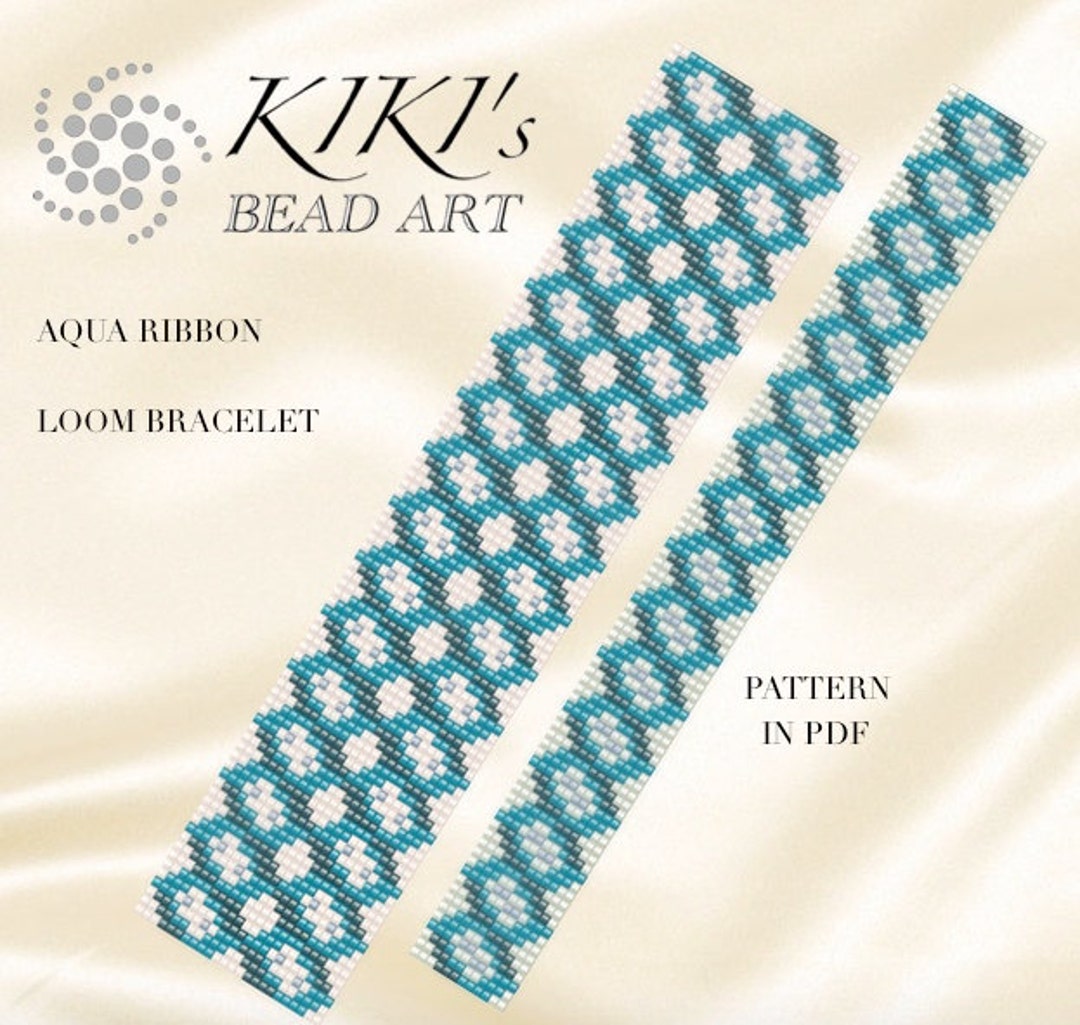 Bead Loom Pattern - Aqua Ribbon LOOM Bracelet Pattern in PDF Two ...