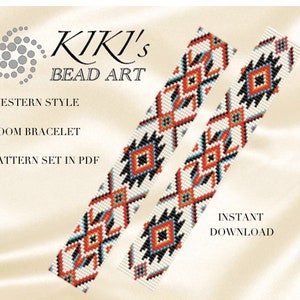 LOOM bead pattern, Loom bracelet pattern ethnic inspired Western style native inspired loom pattern set in PDF instant download