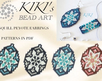 Pattern, peyote flowery earrings Squill - peyote earrings set of 5 pattern variations in PDF - instant download