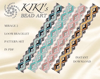 Patrón de telar patrón de pulsera de telar patrón de telar de cuentas Patrón de pulsera LOOM de inspiración geométrica Mirage 2 en PDF - descarga instantánea