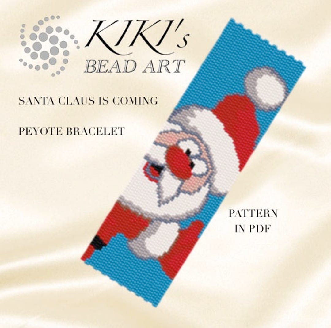Peyote Bracelet Pattern, Peyote Pattern, Santa Claus is Coming Peyote Bracelet Cuff Pattern in ...