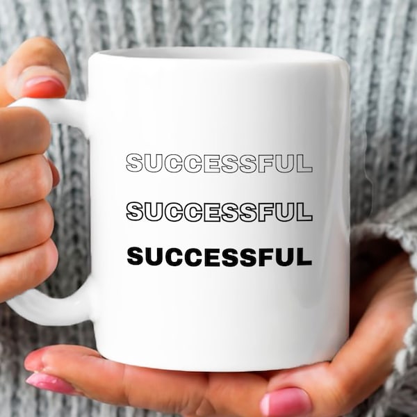 Inspirational Gift Coffee Cup, Successful vibes, minimalistic, self care, daily affirmations reminder, self love,wellness & motivational mug