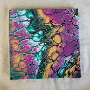 Butterfly Cells, Acrylic Pour Painting, 8x8