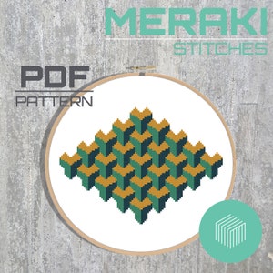 3D Y Pattern | Geometric | Optical Illusion | Embroidery Cross Stitch PDF Pattern Instant Download | Embroidery | Counted Cross Stitch