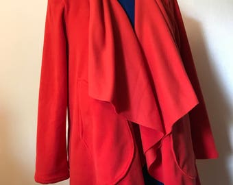 Samira's beautiful RED lightweight stretchy Fleece Jacket/ Cardigan Jackets/ Handmade Women Jackets/ Women's Gift Ideas.