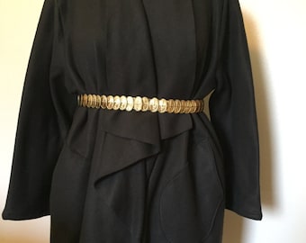 Black Fleece Jacket Cardigan - Handmade Women's Coat