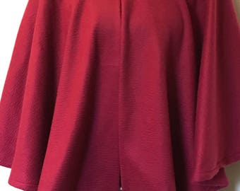 Samira's  Beautiful Cranberry Cape  lightweight stretchy Fleece/ poncho/Handmade Women Cape/Gift Ideas