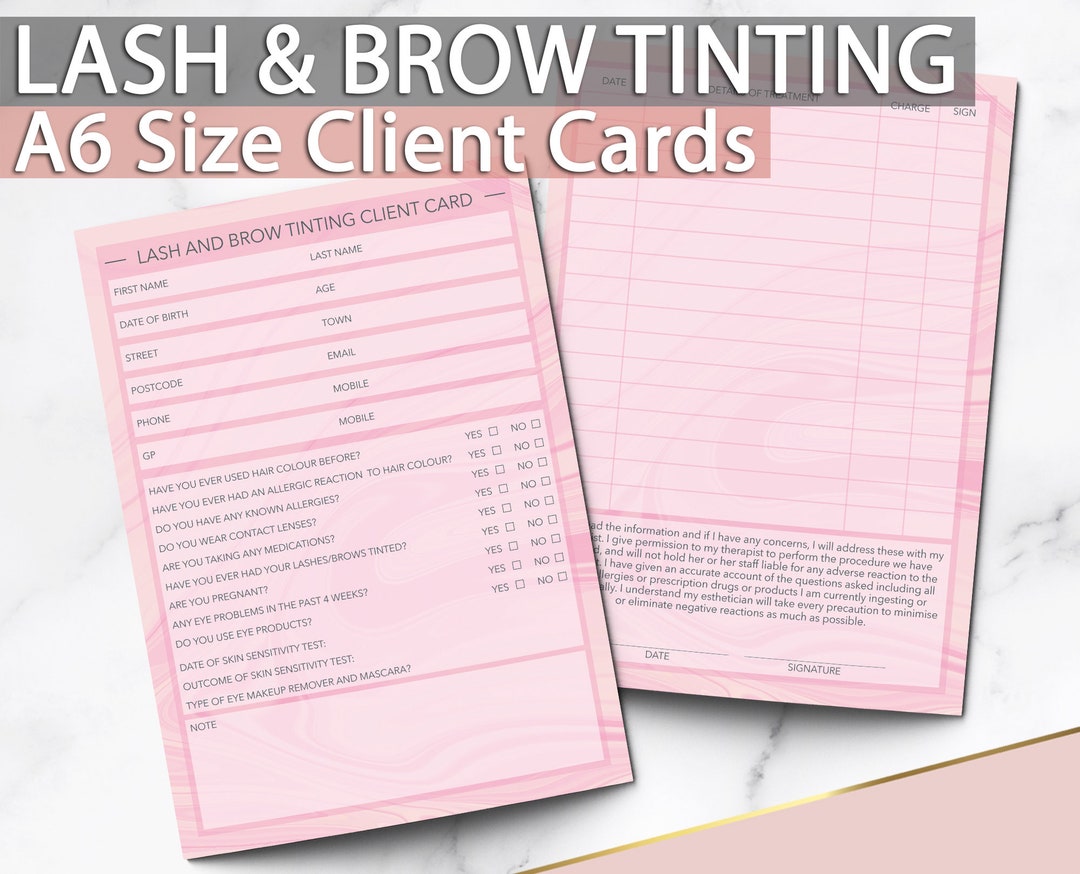 Lash & Brow Tinting Client Card / Client Record Card / Treatment ...
