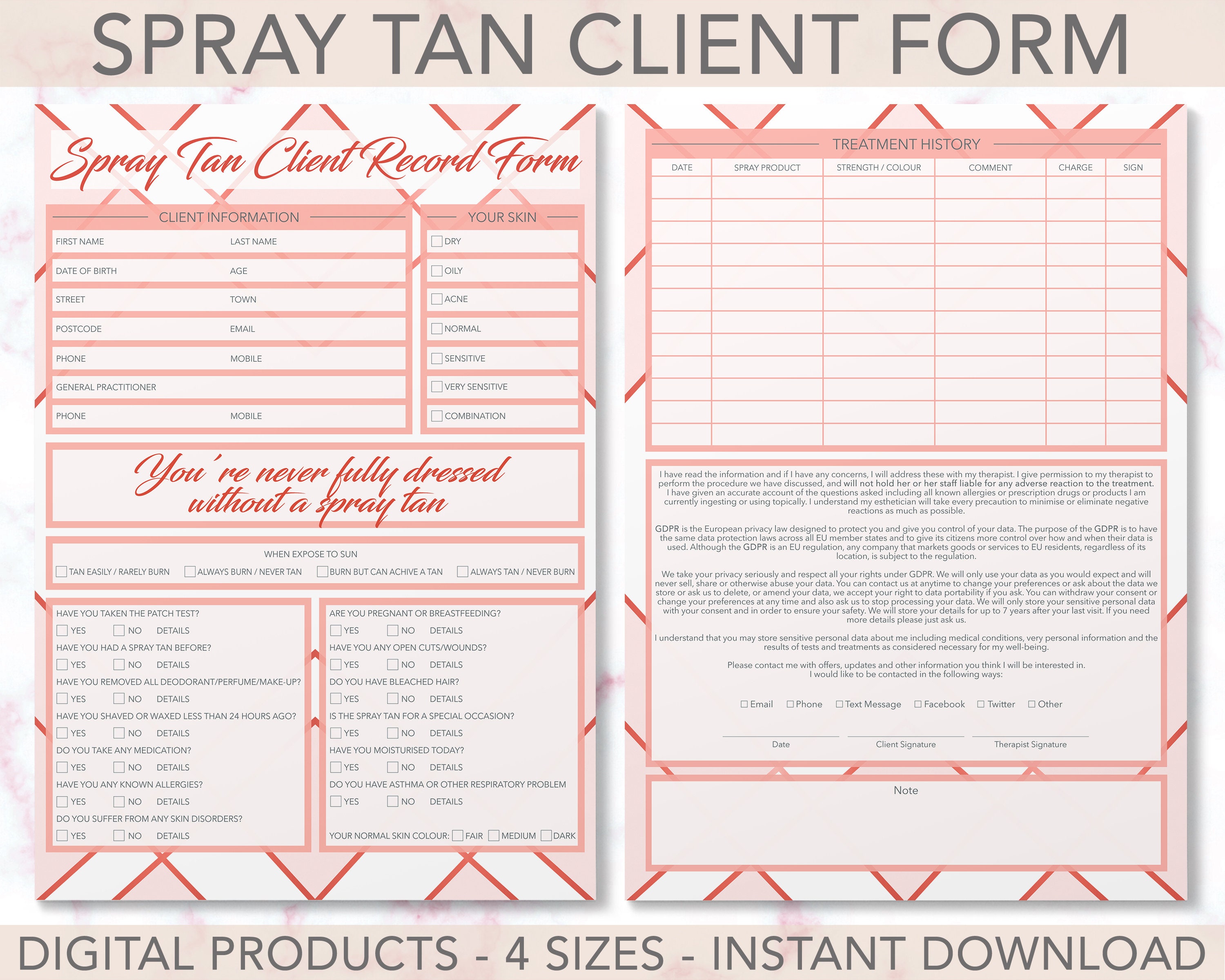 spray-tan-client-record-form-consultation-treatment-salon-etsy-uk