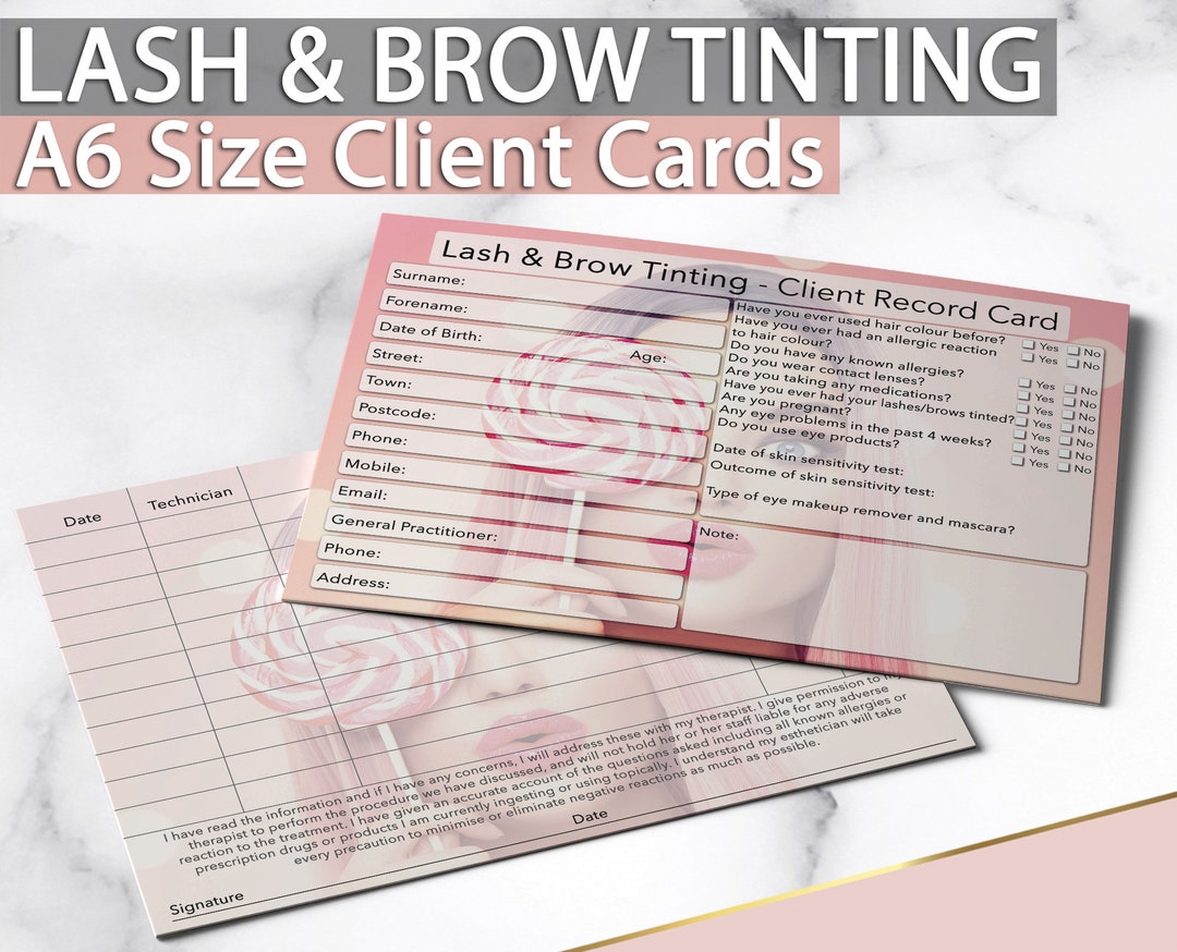 Lash & Brow Tinting Client Card / Client Record Card / Treatment ...