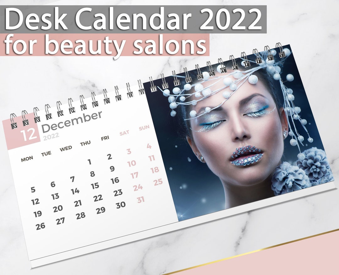 2022 Desk Calendar for Salons Beauty Nail Massage DL Size Monthly View ...