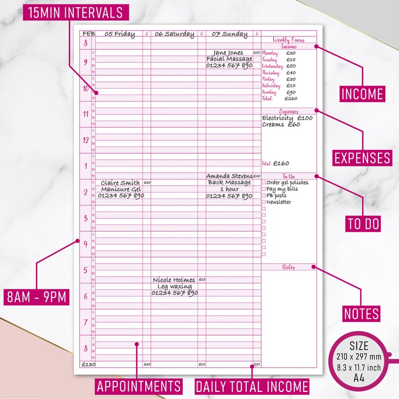 DAILY APPOINTMENT BOOK Life Planner Diary Therapists Etsy UK